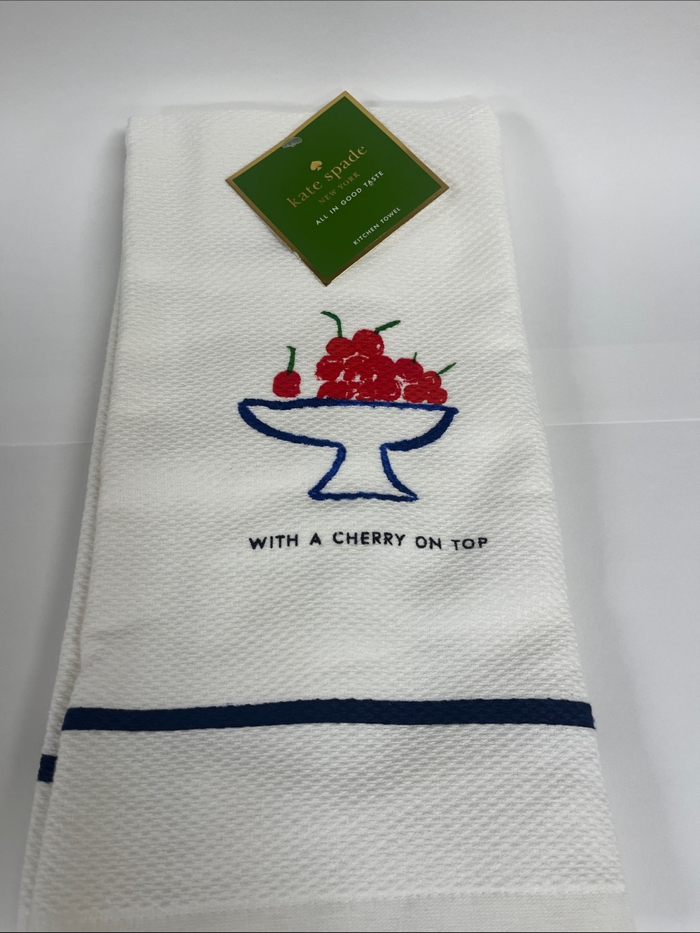 kate spade set of 2 White Kitchen Towels with a cherry on top